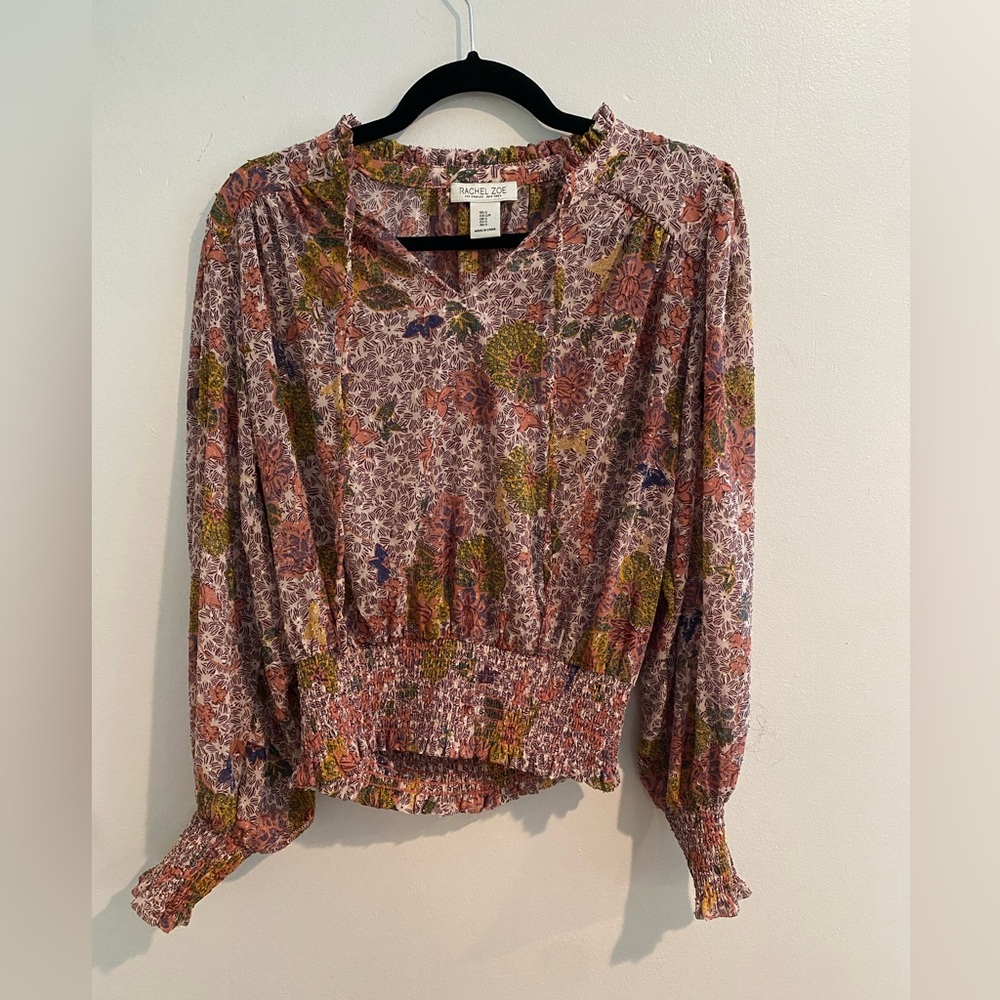💐Rachel Zoe Boho Floral Smocked Blouse – Size S